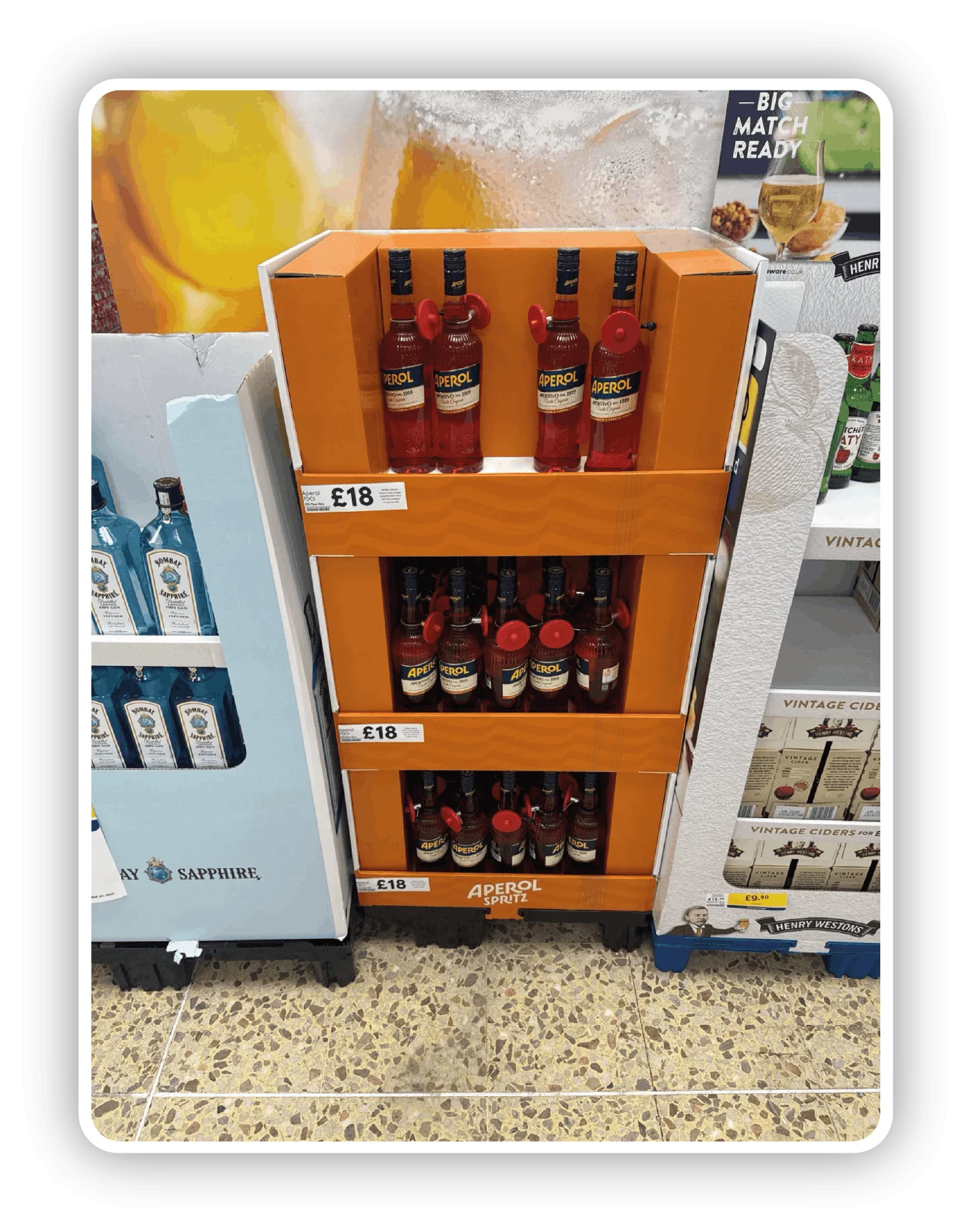 Dedicated summer drinks display in a UK supermarket
